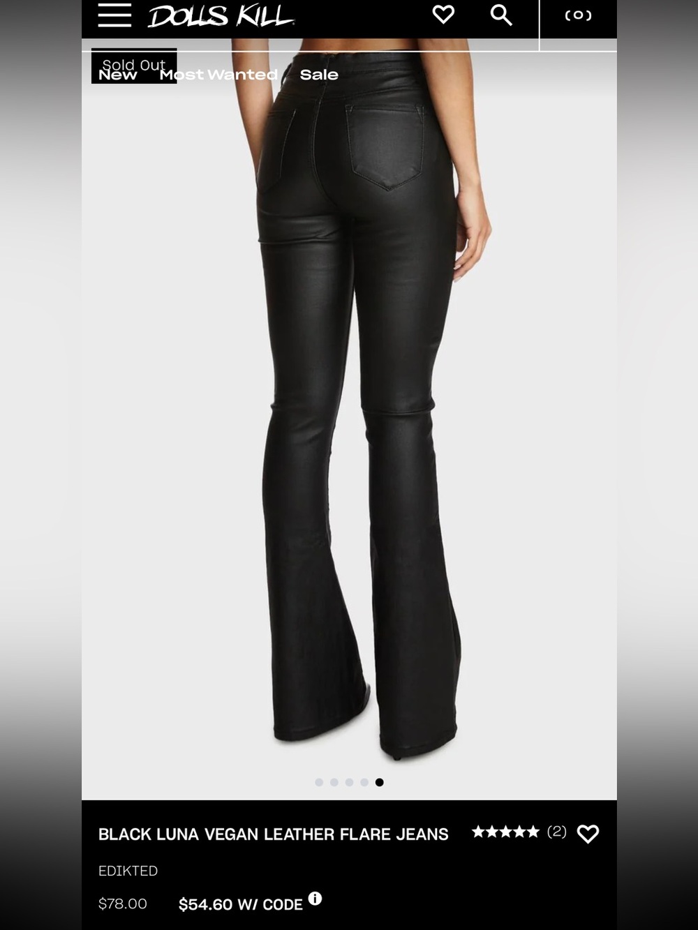 Edikted Black Luna Vegan Leather Flare Jeans